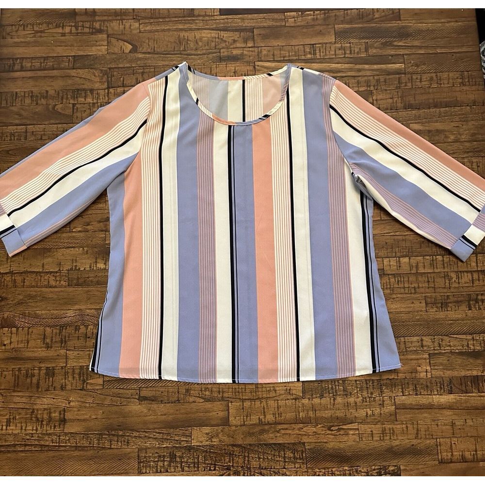 Shein Womens Multi Color Striped Top Size Large